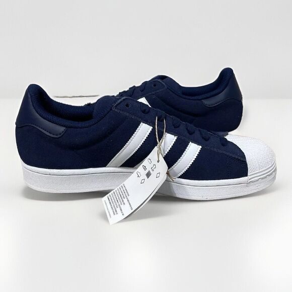 NEW Mens Size 10 ADIDAS SUPERSTAR Night Indigo Cloud White SUEDE Shoes AUTHENTIC - Picture 7 of 10